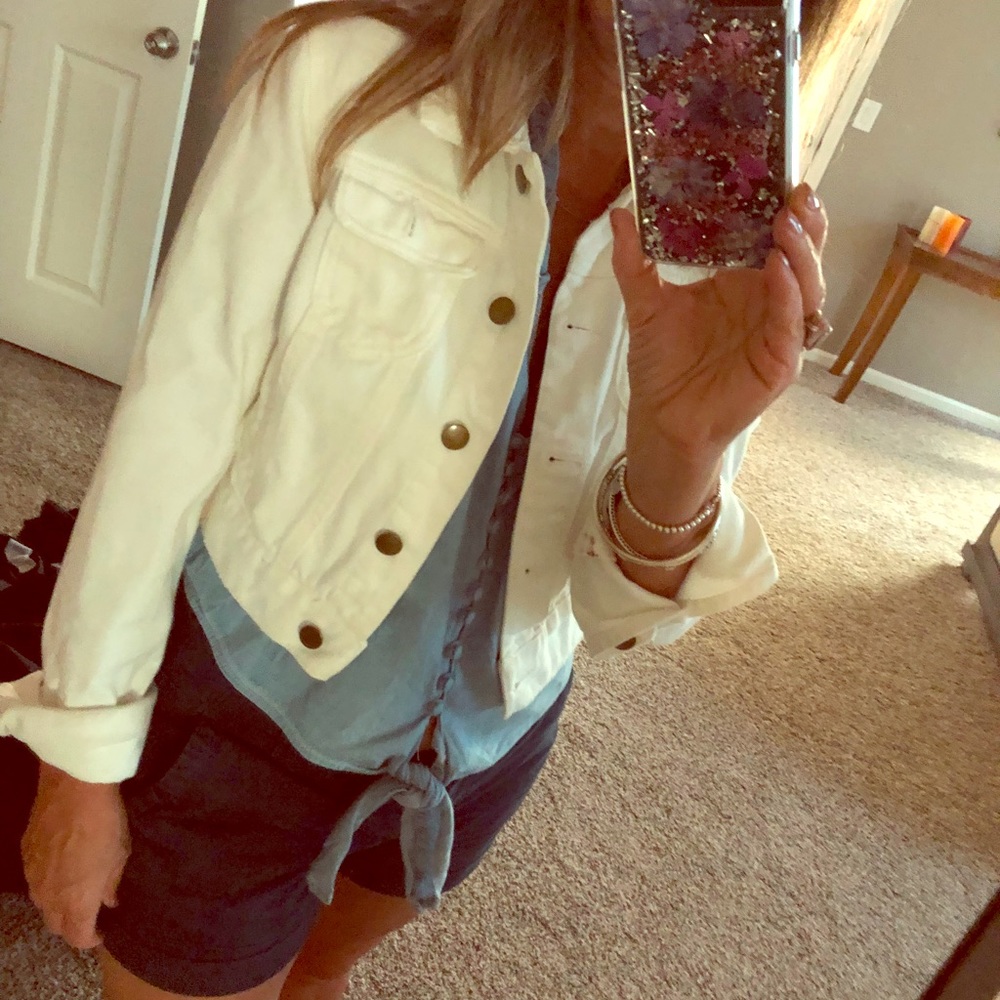 White jean jacket.